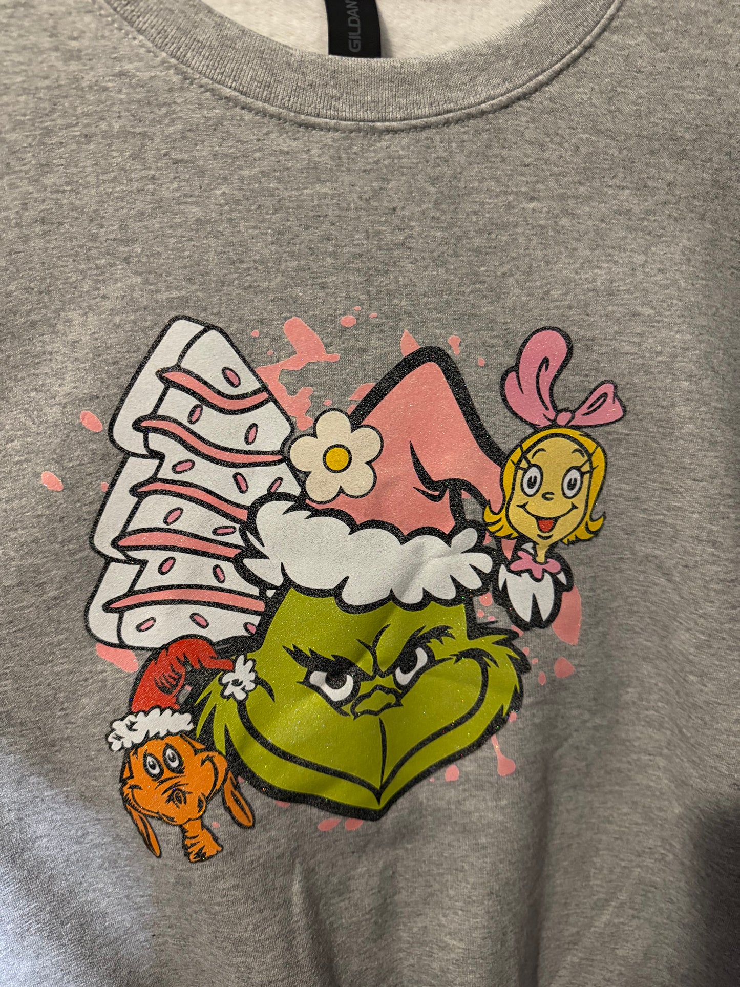 Size M crewneck glitter print