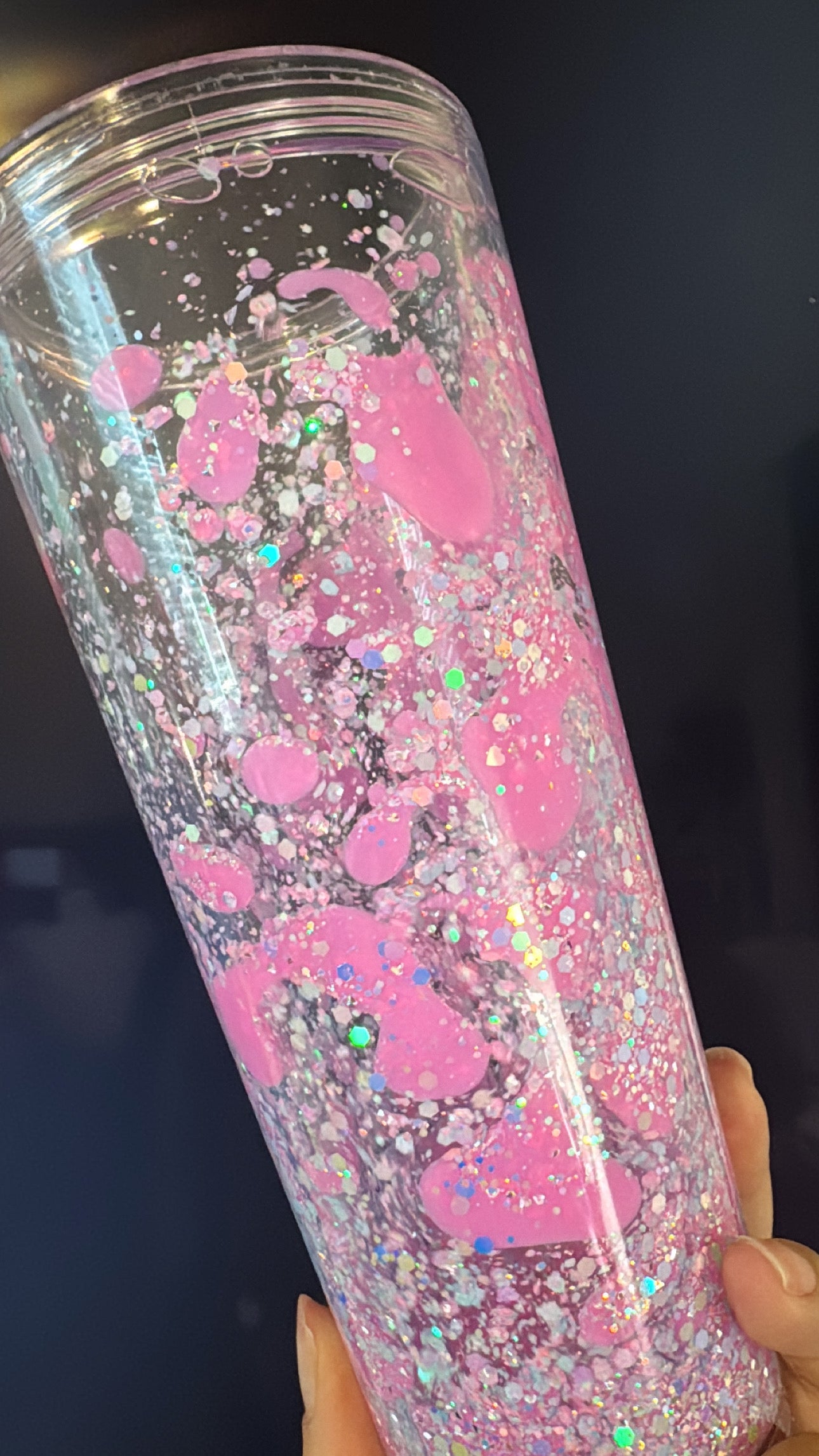 Hot pink cotton candy glitter lava 24 oz