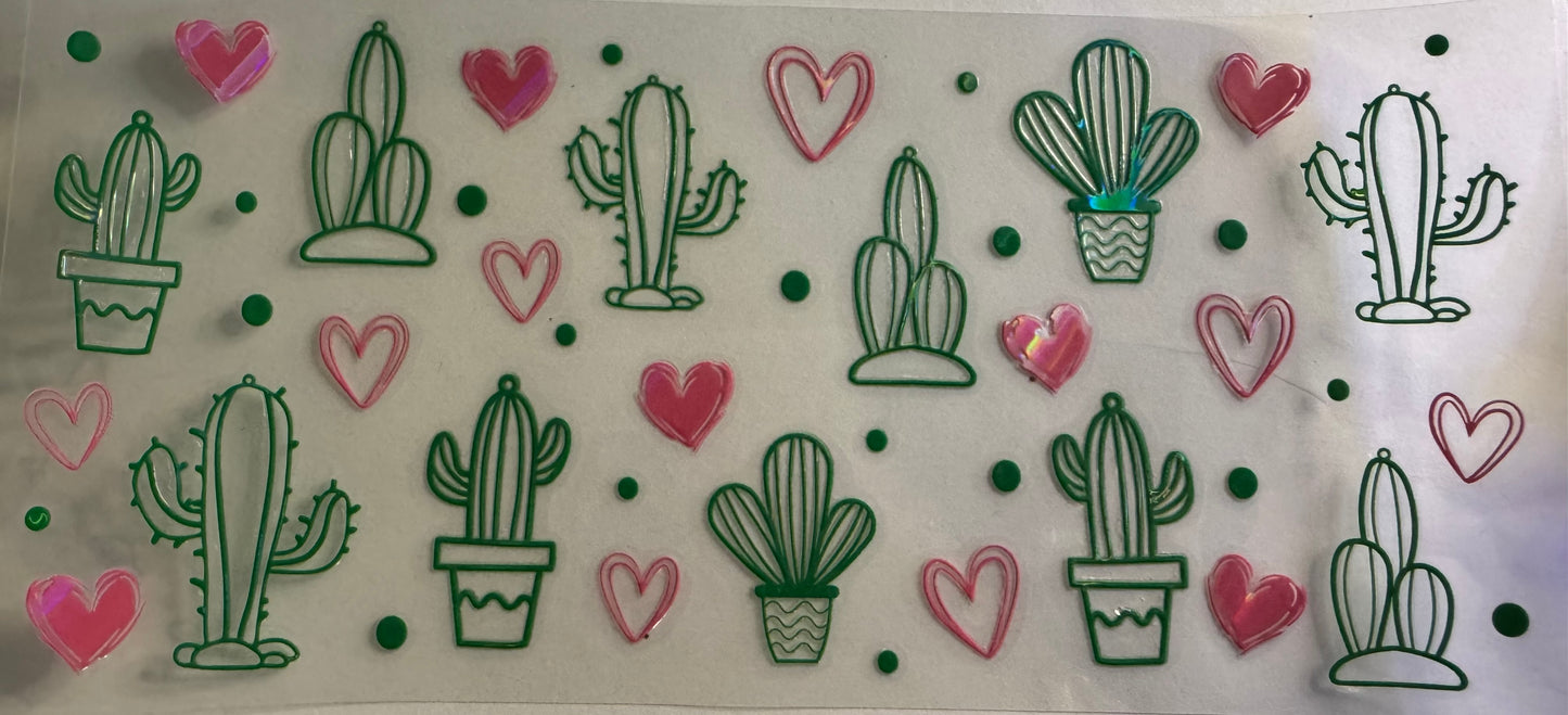 Cactus & hearts holographic