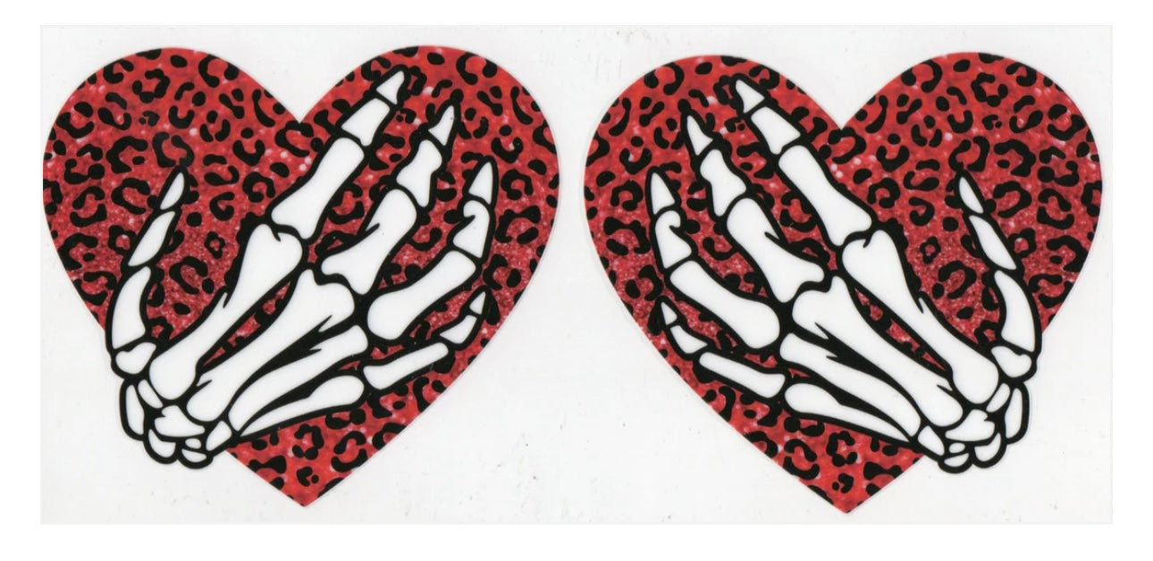 Skeleton hand hearts