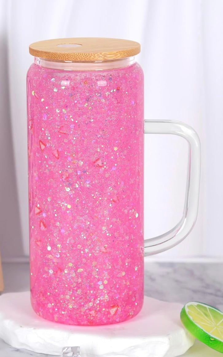 20 oz glass snowglobe w/handle